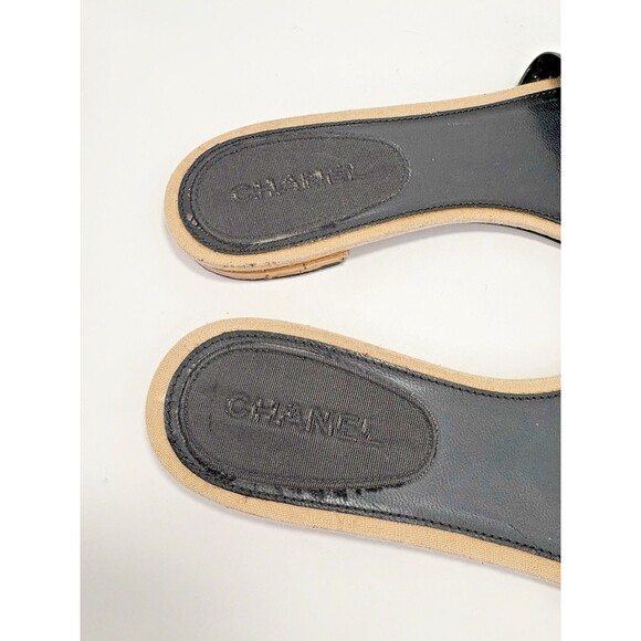 Chanel Black Rubber Slide Sandals w/ Laser Cut CC Logo Vintage Y2K Sz EU 38.5C - Picture 5 of 11